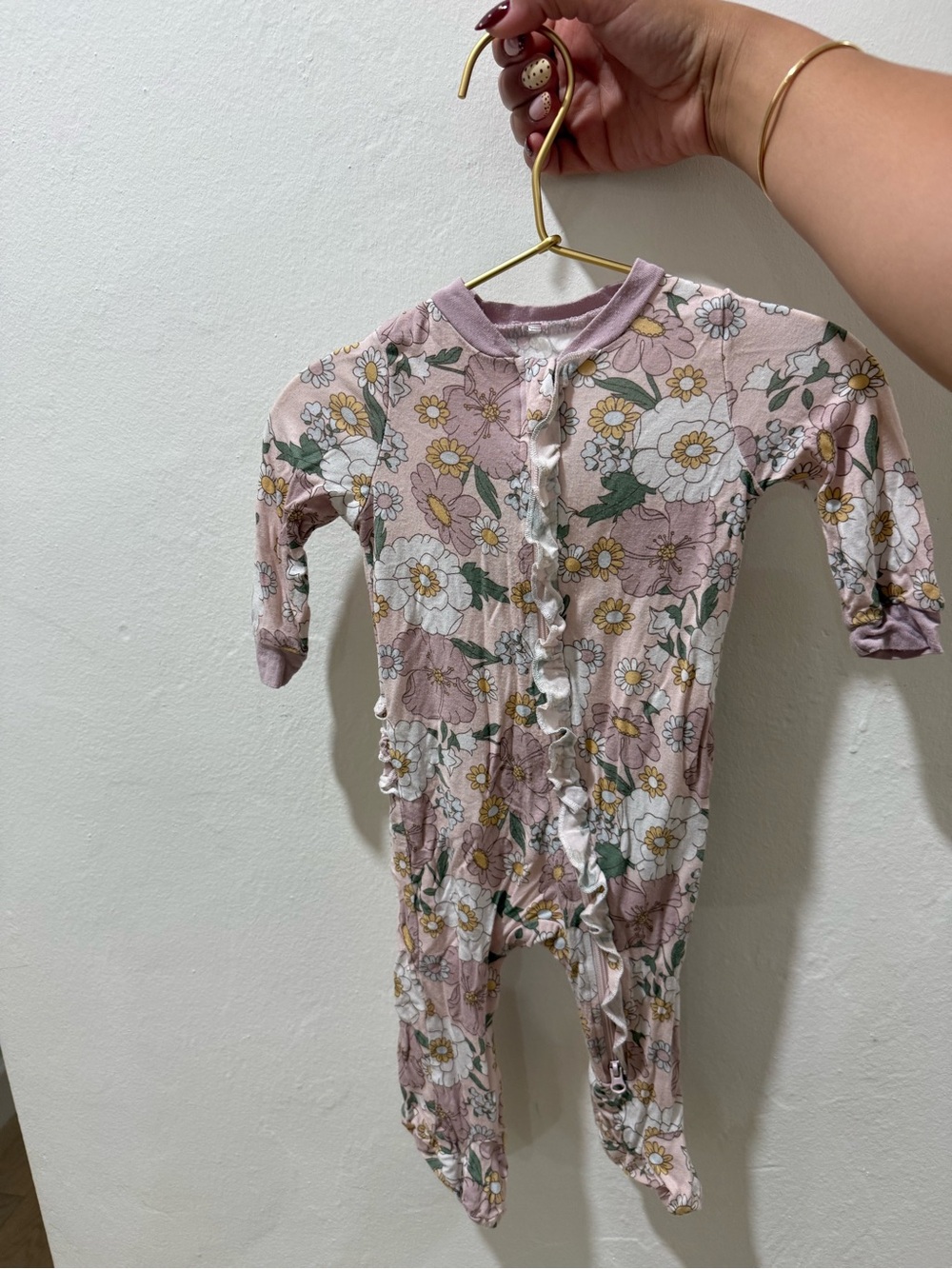 Kids Floral One-Piece Pajamas - Pink